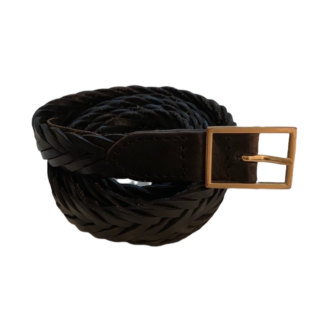 Country Road Black Braided Belt with Gold Buckle